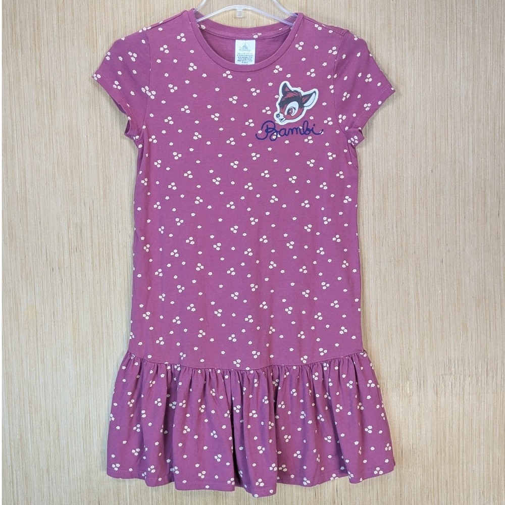 Disney Bambi Girls Plum Purple‎ Floral Ditsy Drop Waist Ruffle Dress Size 11/12